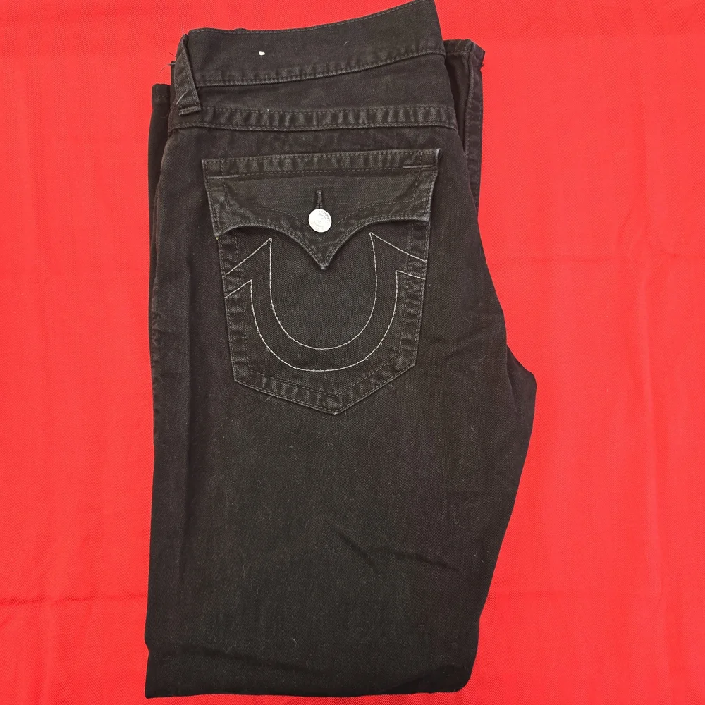 True Religion Black Jeans with Signature Pocket Stitching